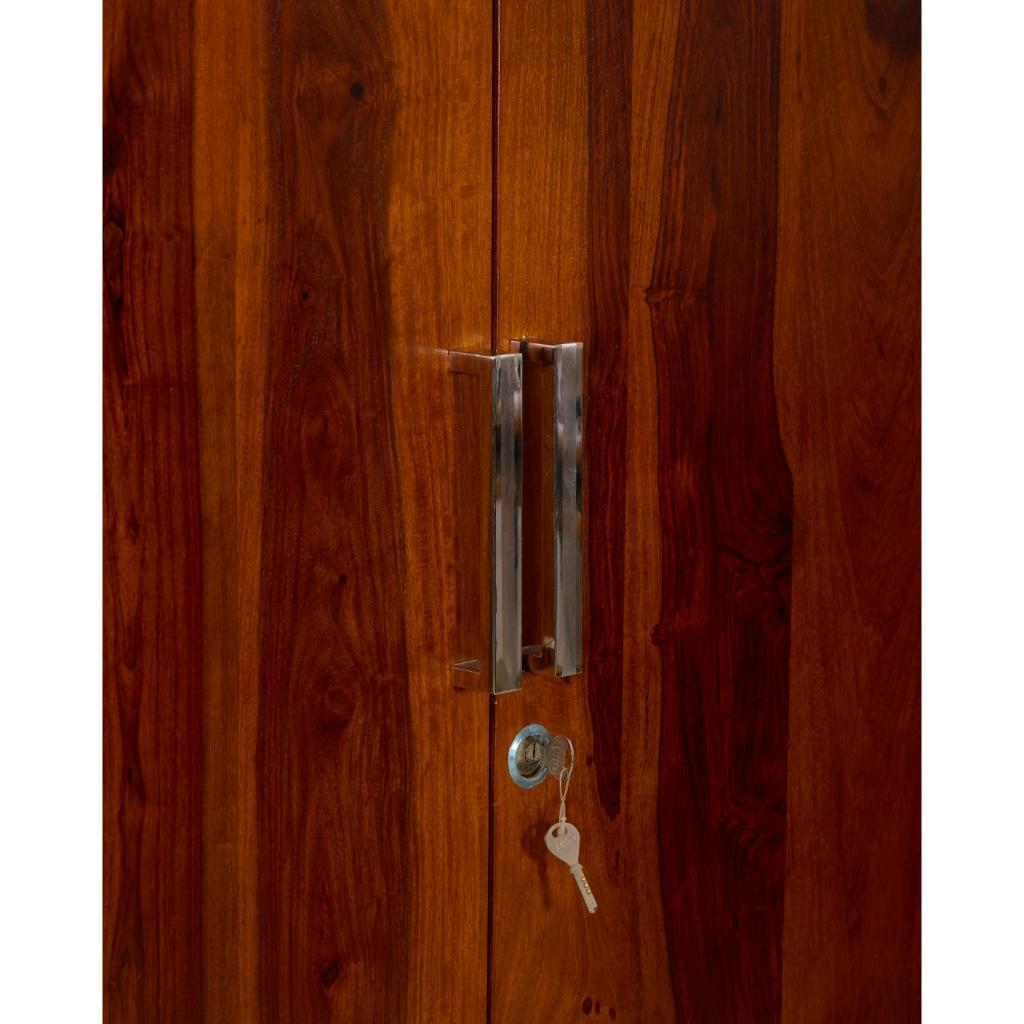 Solid Wood Double Door Wardrobe with Drawers