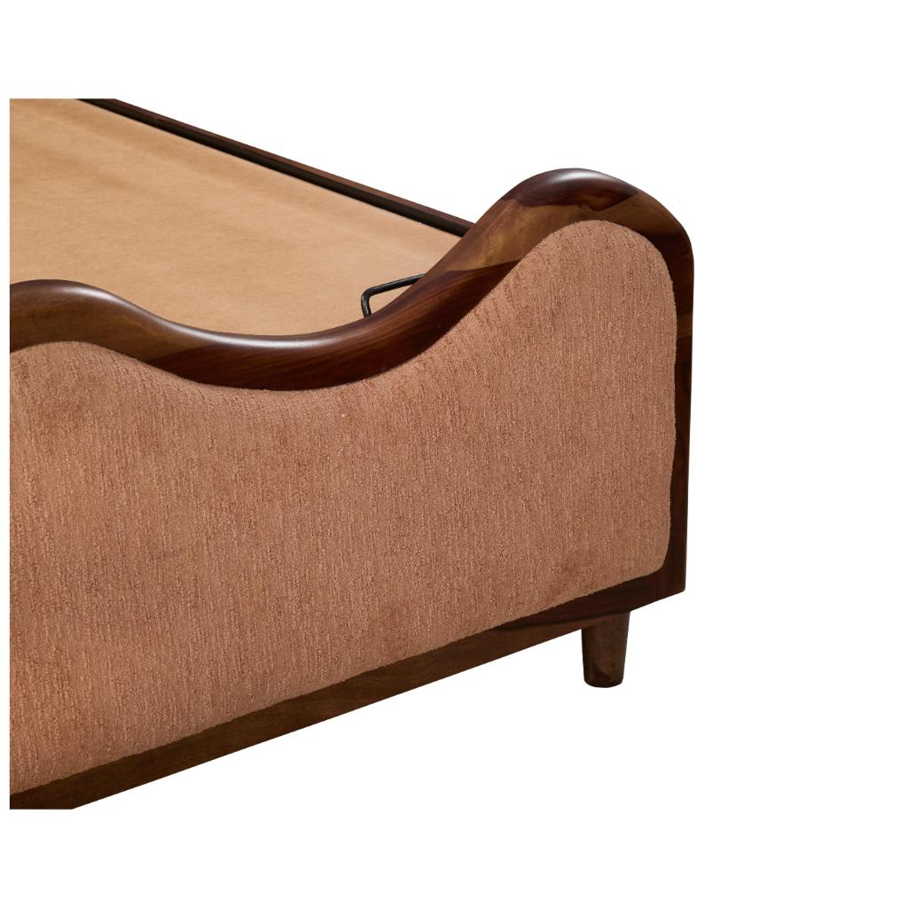 Upholstered Wooden Wave Design Bed with hydrolic storage