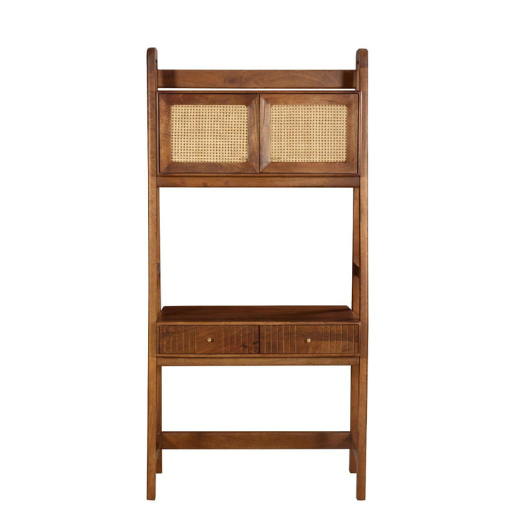 Kabir Solid Wood Study Desk with Cane Cabinet