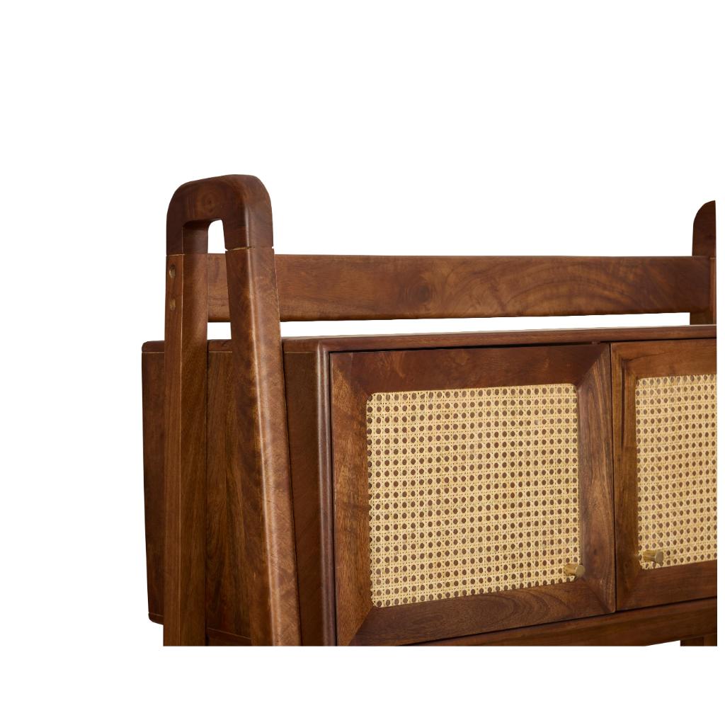 Kabir Solid Wood Study Desk with Cane Cabinet