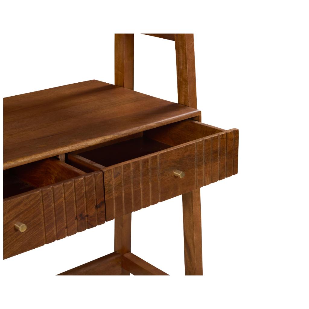 Kabir Solid Wood Study Desk with Cane Cabinet