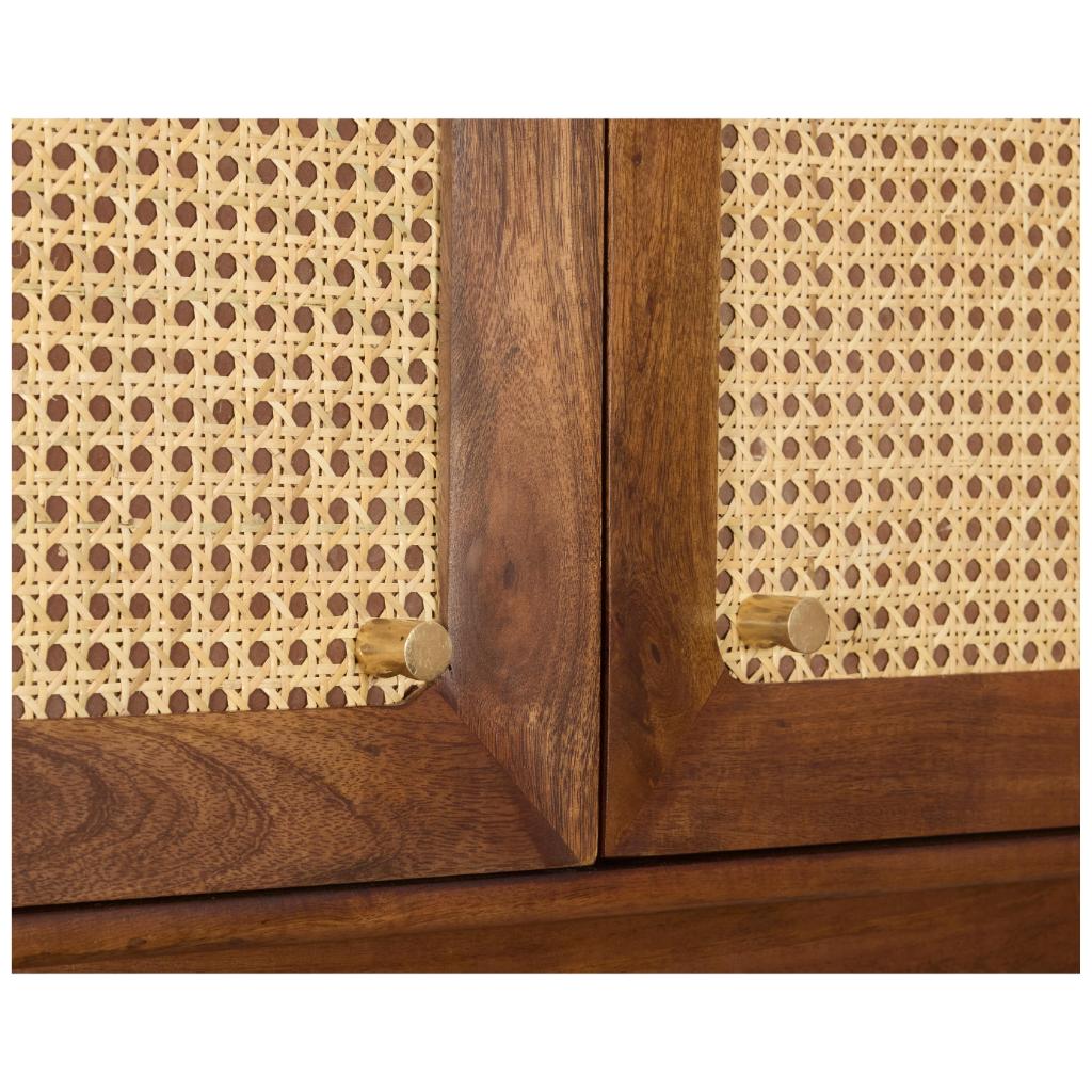 Kabir Solid Wood Study Desk with Cane Cabinet