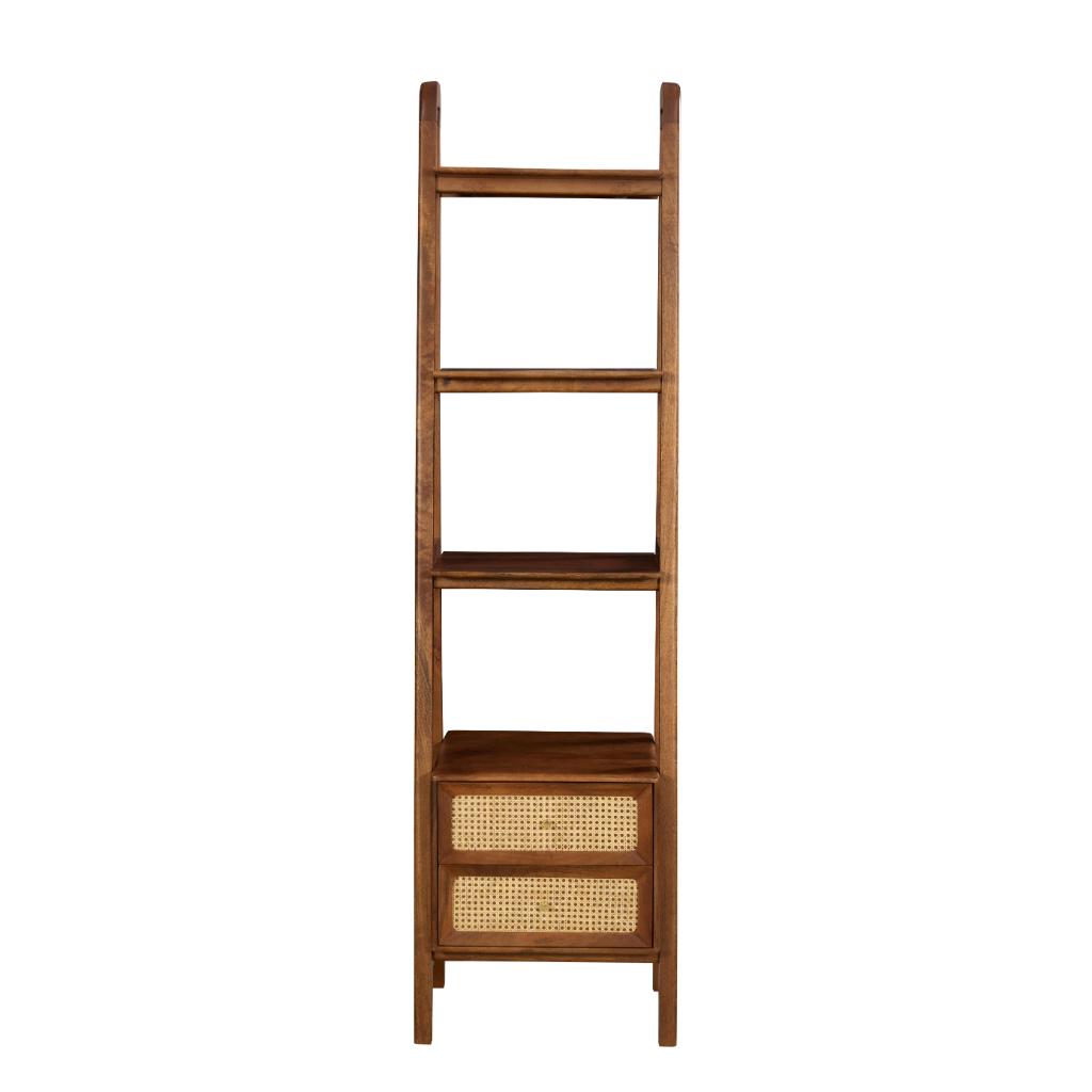 Kabir Solid Wood Bookshelf with Cane Drawers