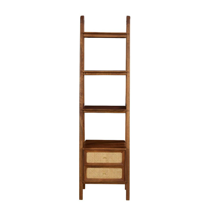 Kabir Solid Wood Bookshelf with Cane Drawers