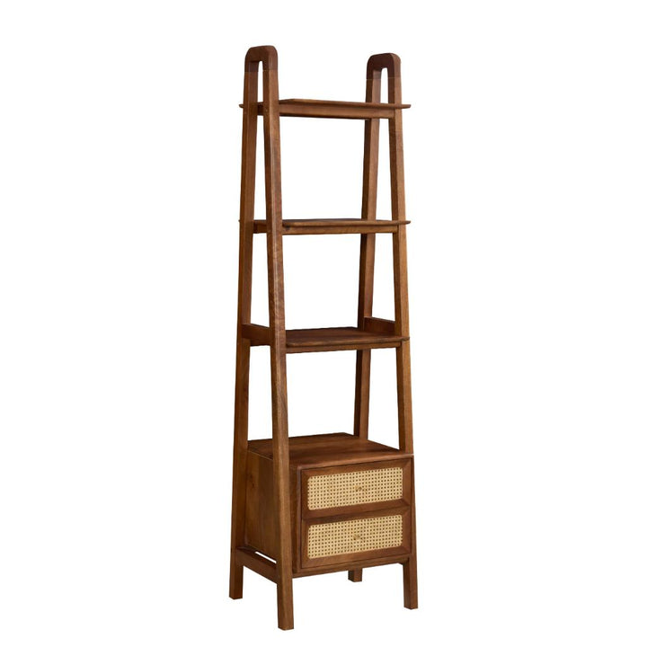 Kabir Solid Wood Bookshelf with Cane Drawers