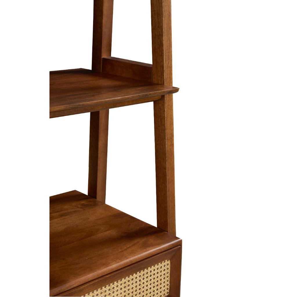 Kabir Solid Wood Bookshelf with Cane Drawers