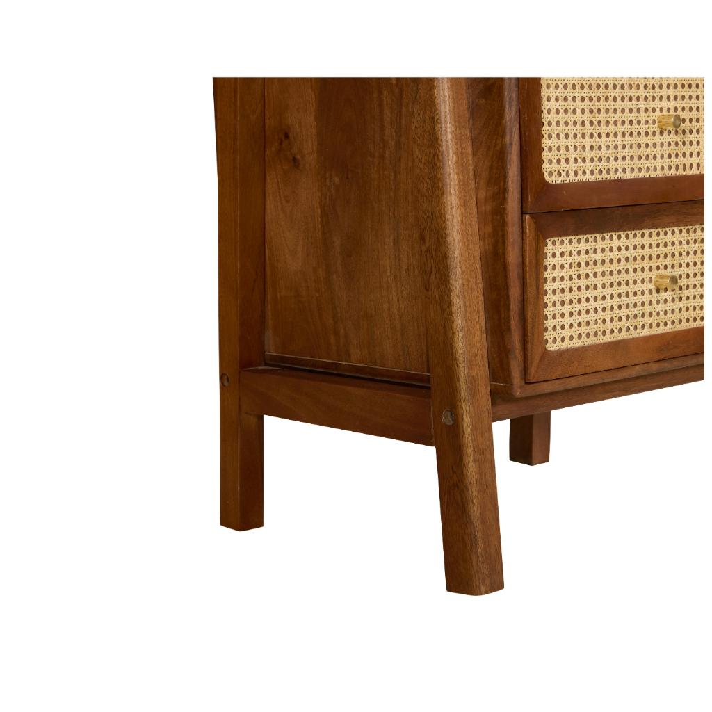 Kabir Solid Wood Bookshelf with Cane Drawers