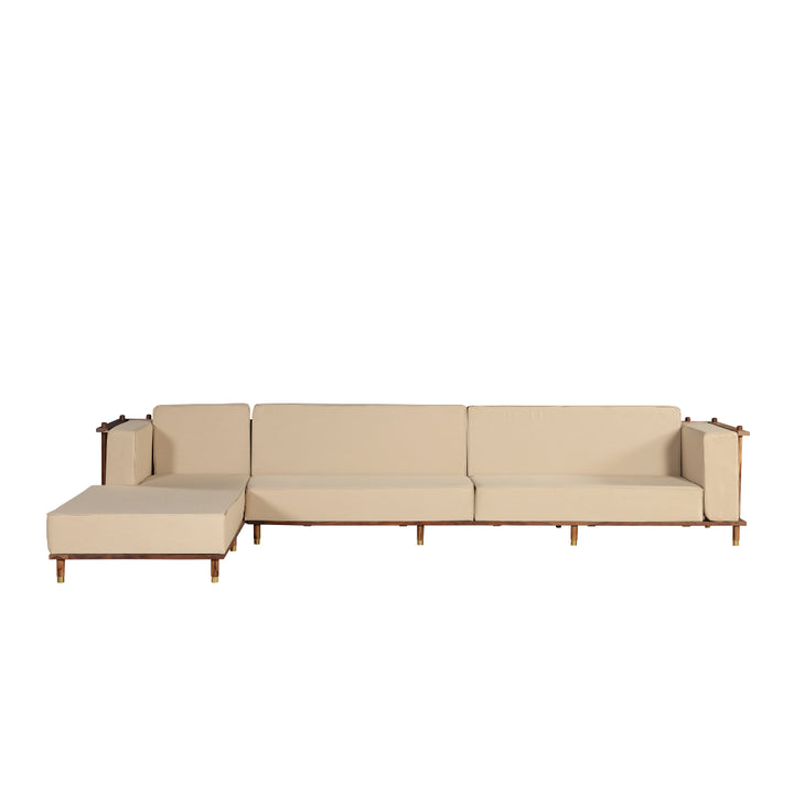Luxe Haven L-Shape Wooden Sofa with Chaise