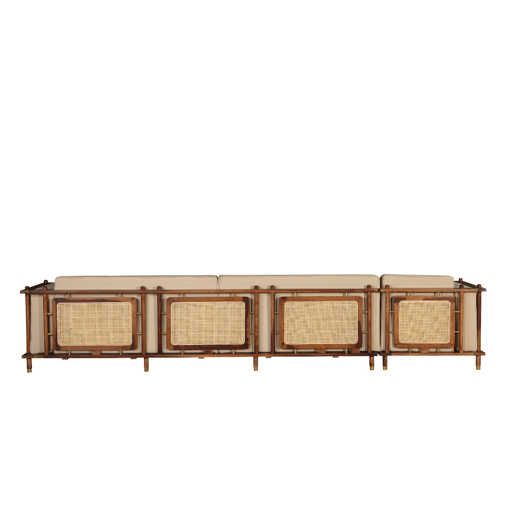 Luxe Haven L-Shape Wooden Sofa with Chaise