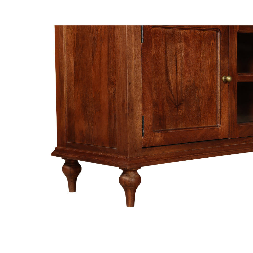 RegalCraft Solid Wood Sideboard Cabinet with Glass Panels