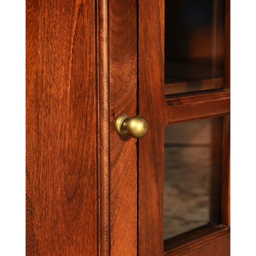 RegalCraft Solid Wood Sideboard Cabinet with Glass Panels