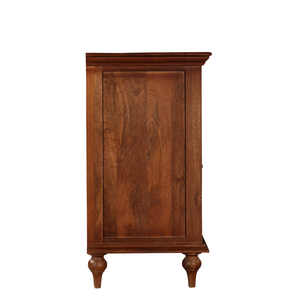 RegalCraft Solid Wood Sideboard Cabinet with Glass Panels
