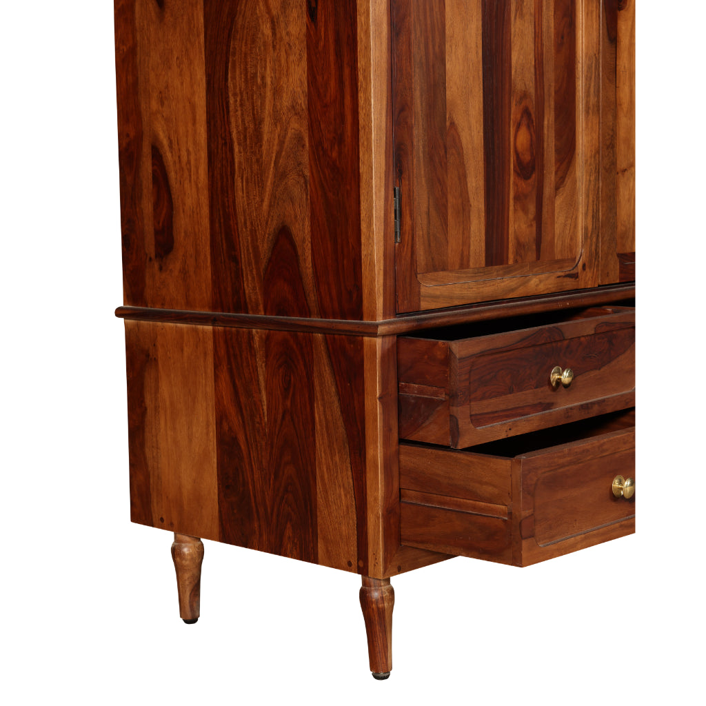 GrandEstate Solid Wood Multi-Door Wardrobe with Drawers