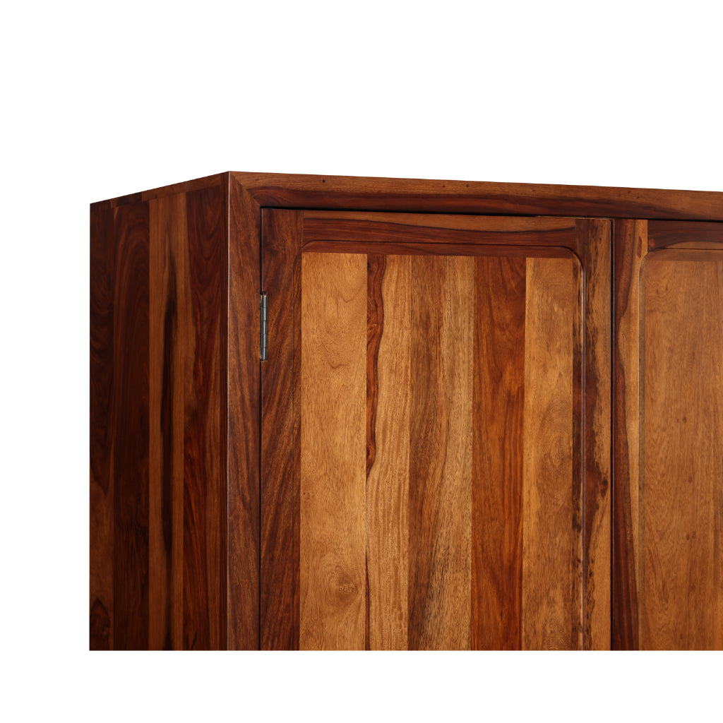 DualCraft Solid Wood Double Wardrobe with Drawer Storage