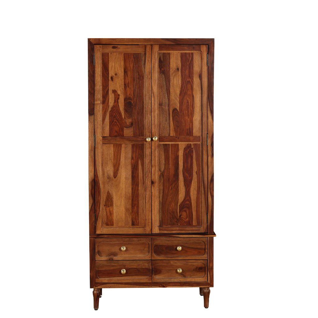 ClassicCraft Solid Wood 2-Door Wardrobe with Drawers