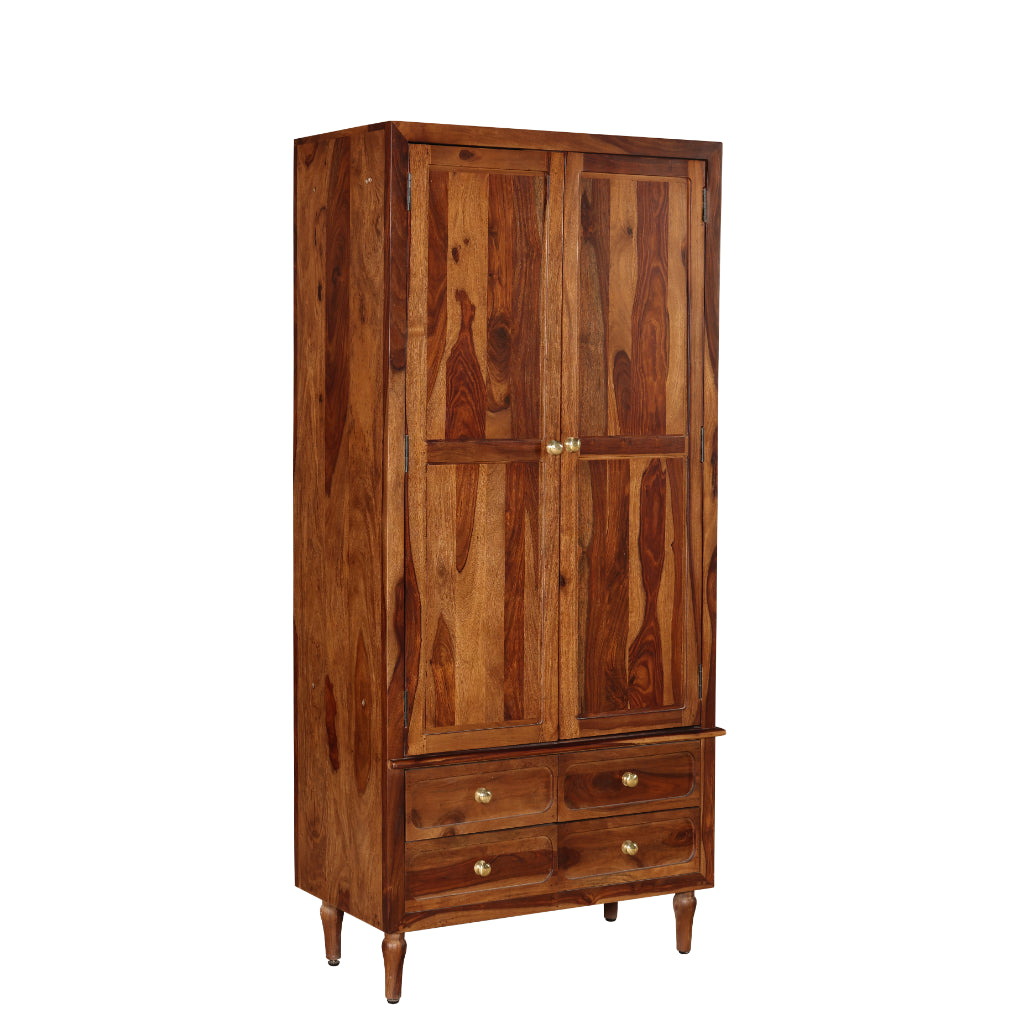 ClassicCraft Solid Wood 2-Door Wardrobe with Drawers