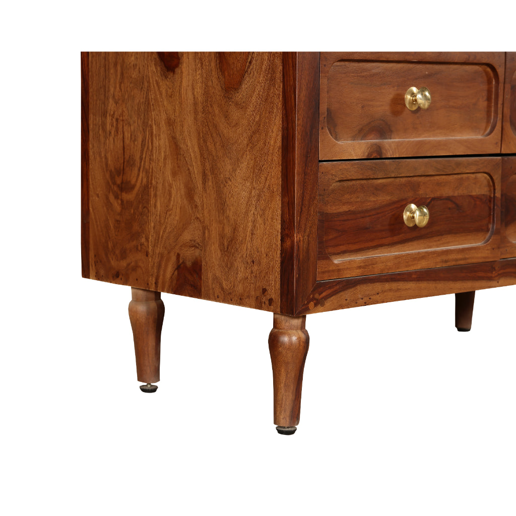 MirrorCraft Solid Wood Wardrobe with Drawer Storage