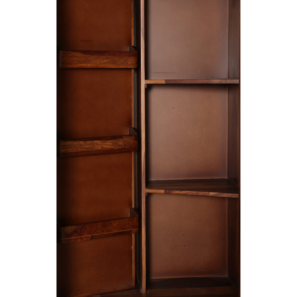 MirrorCraft Solid Wood Wardrobe with Drawer Storage