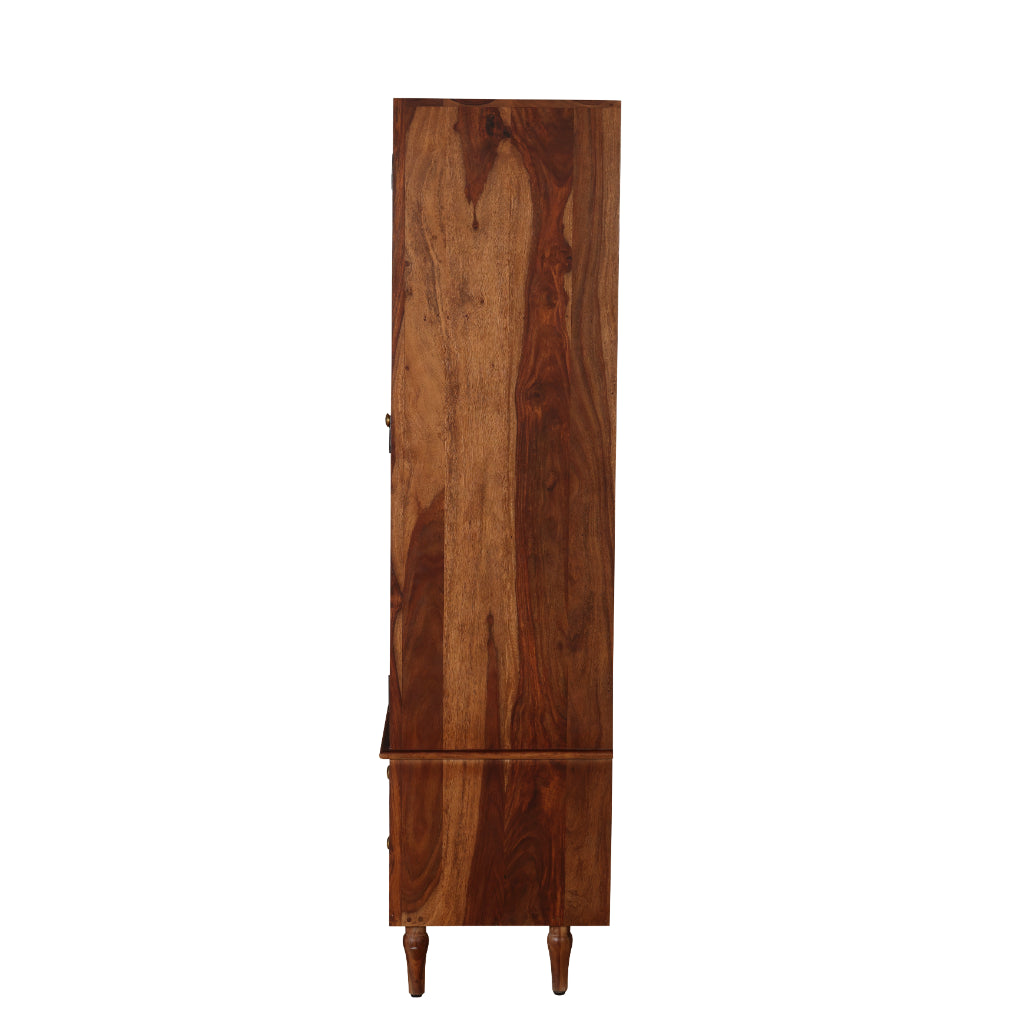 MirrorCraft Solid Wood Wardrobe with Drawer Storage