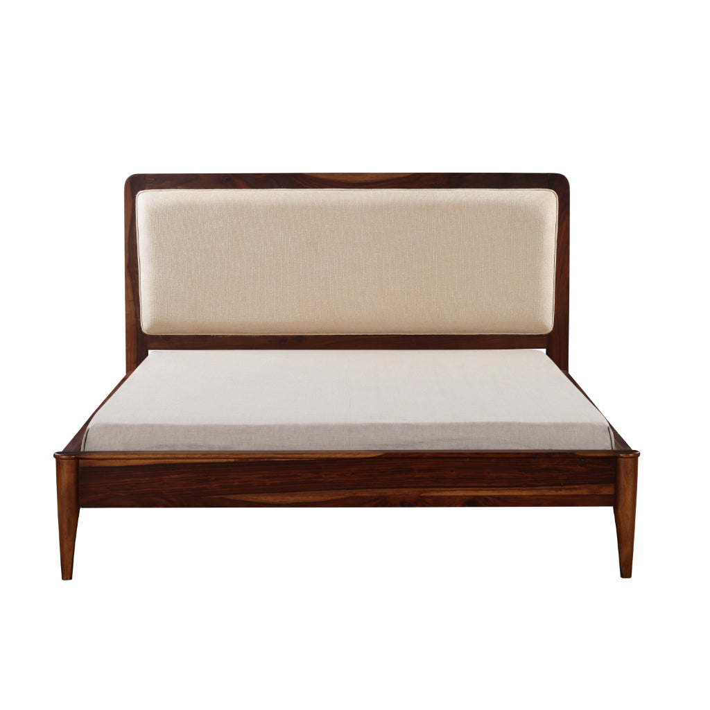 Serene Craft Solid Wood Bed with Upholstered Headboard & Side Tables