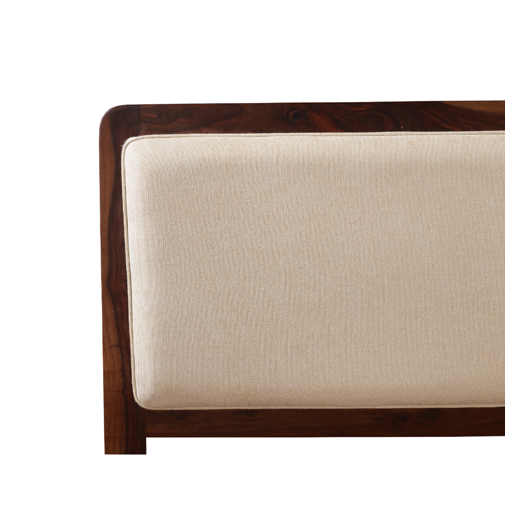 Serene Craft Solid Wood Bed with Upholstered Headboard & Side Tables