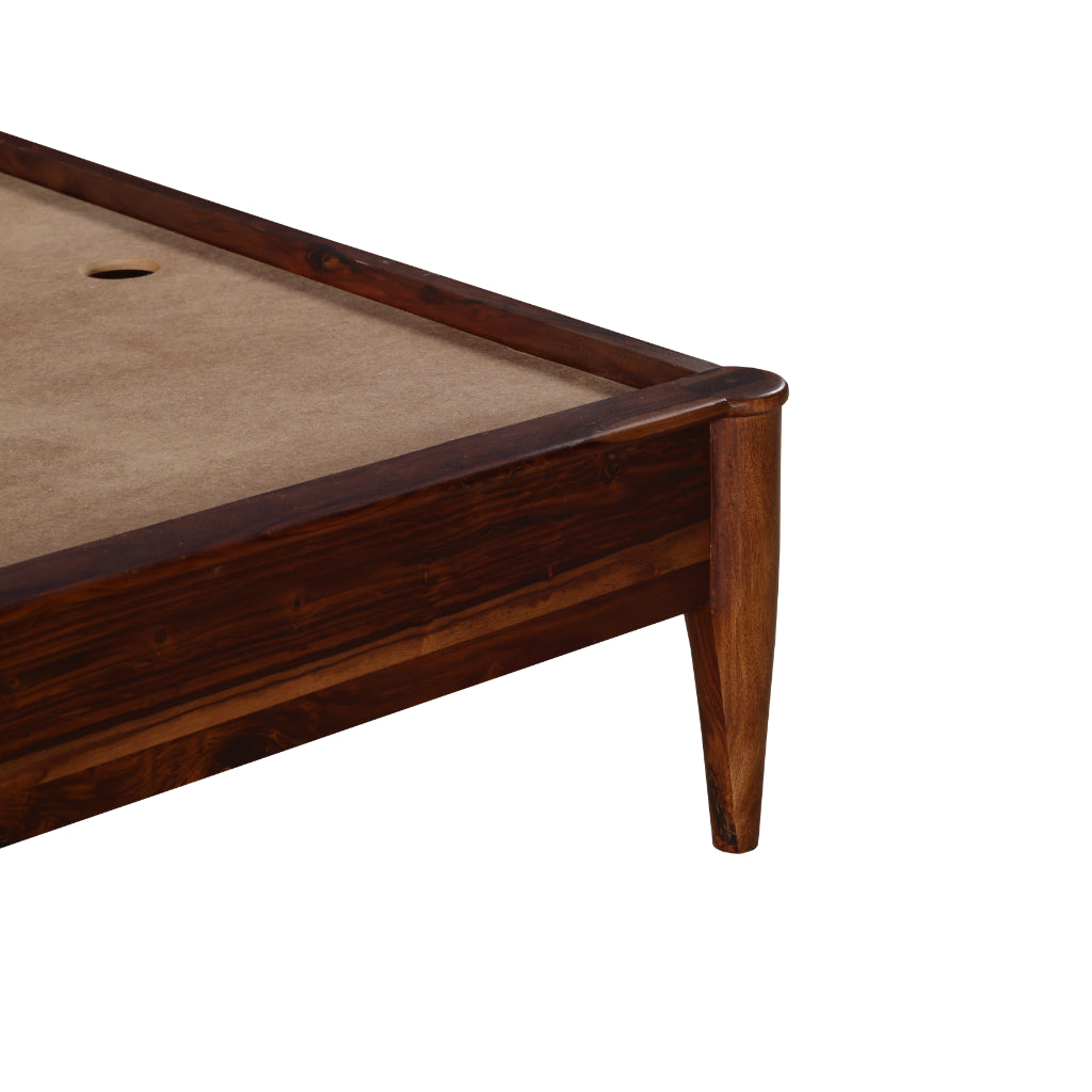 Serene Craft Solid Wood Bed with Upholstered Headboard & Side Tables