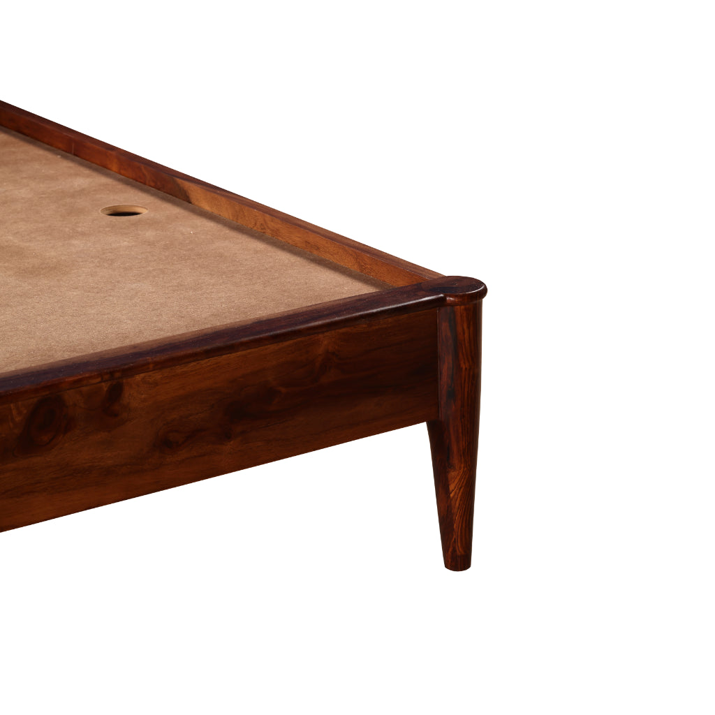 Harmony Craft Solid Wood Bed with Upholstered Headboard & Drawer Side Tables