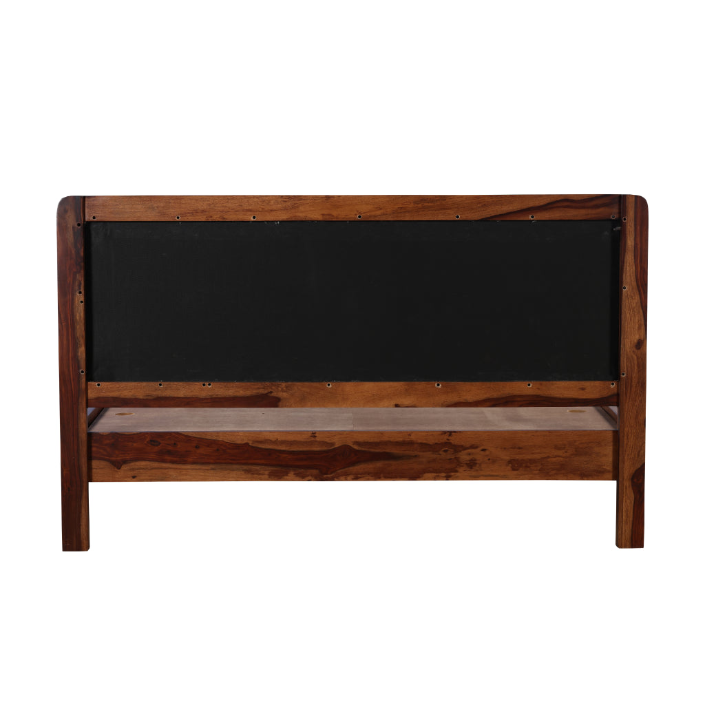 Harmony Craft Solid Wood Bed with Upholstered Headboard & Drawer Side Tables