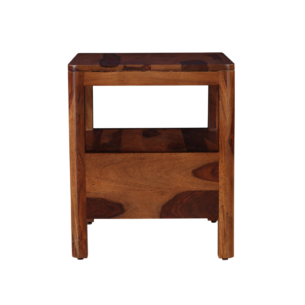 Compact Craft Solid Wood Bedside Table with Drawer & Shelf