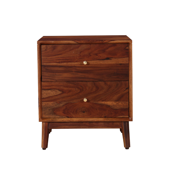 Urban Craft Solid Wood Bedside Table with Dual Drawers