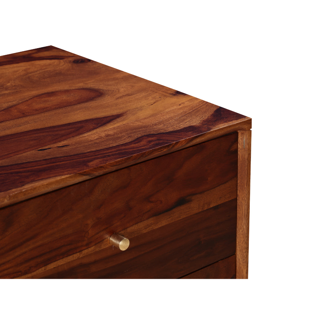 Urban Craft Solid Wood Bedside Table with Dual Drawers
