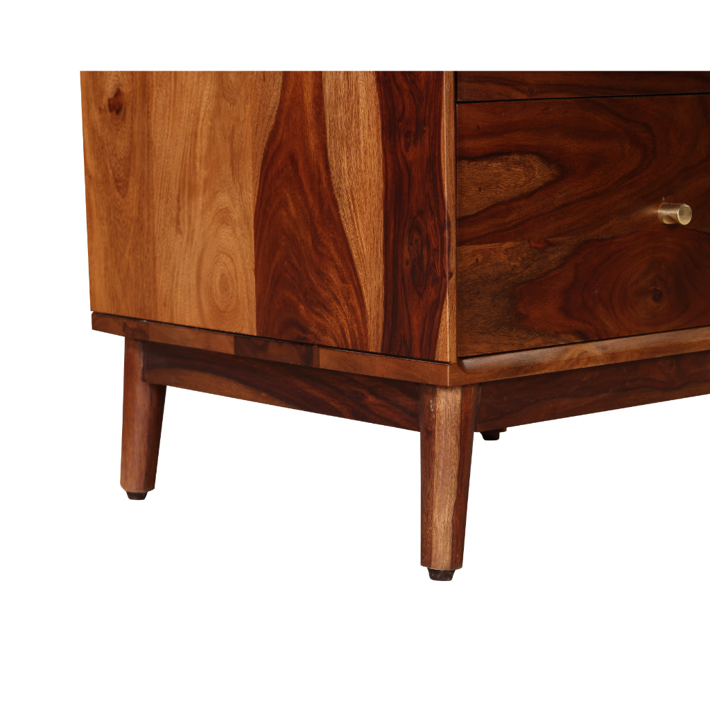 Urban Craft Solid Wood Bedside Table with Dual Drawers