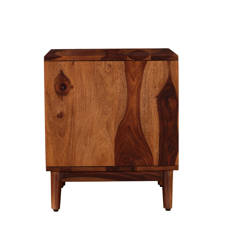 Urban Craft Solid Wood Bedside Table with Dual Drawers