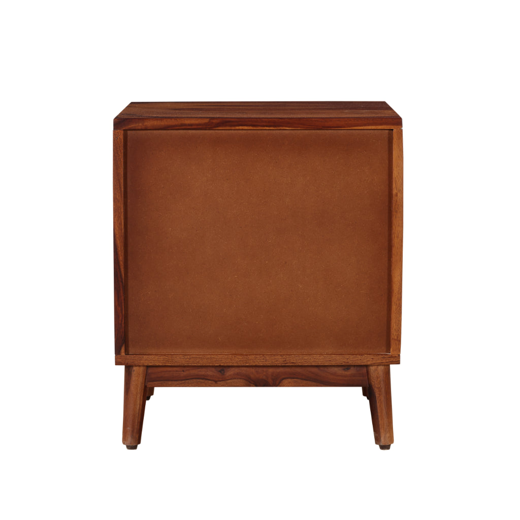 Urban Craft Solid Wood Bedside Table with Dual Drawers