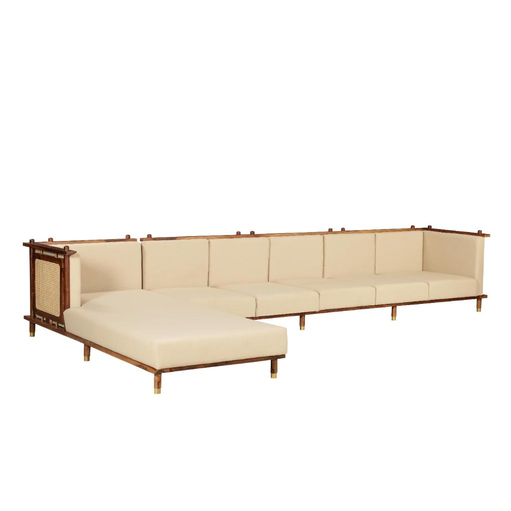 Solid Wood Extended L-Shape Sofa