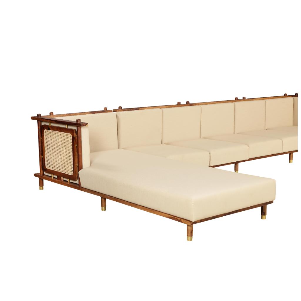 Solid Wood Extended L-Shape Sofa