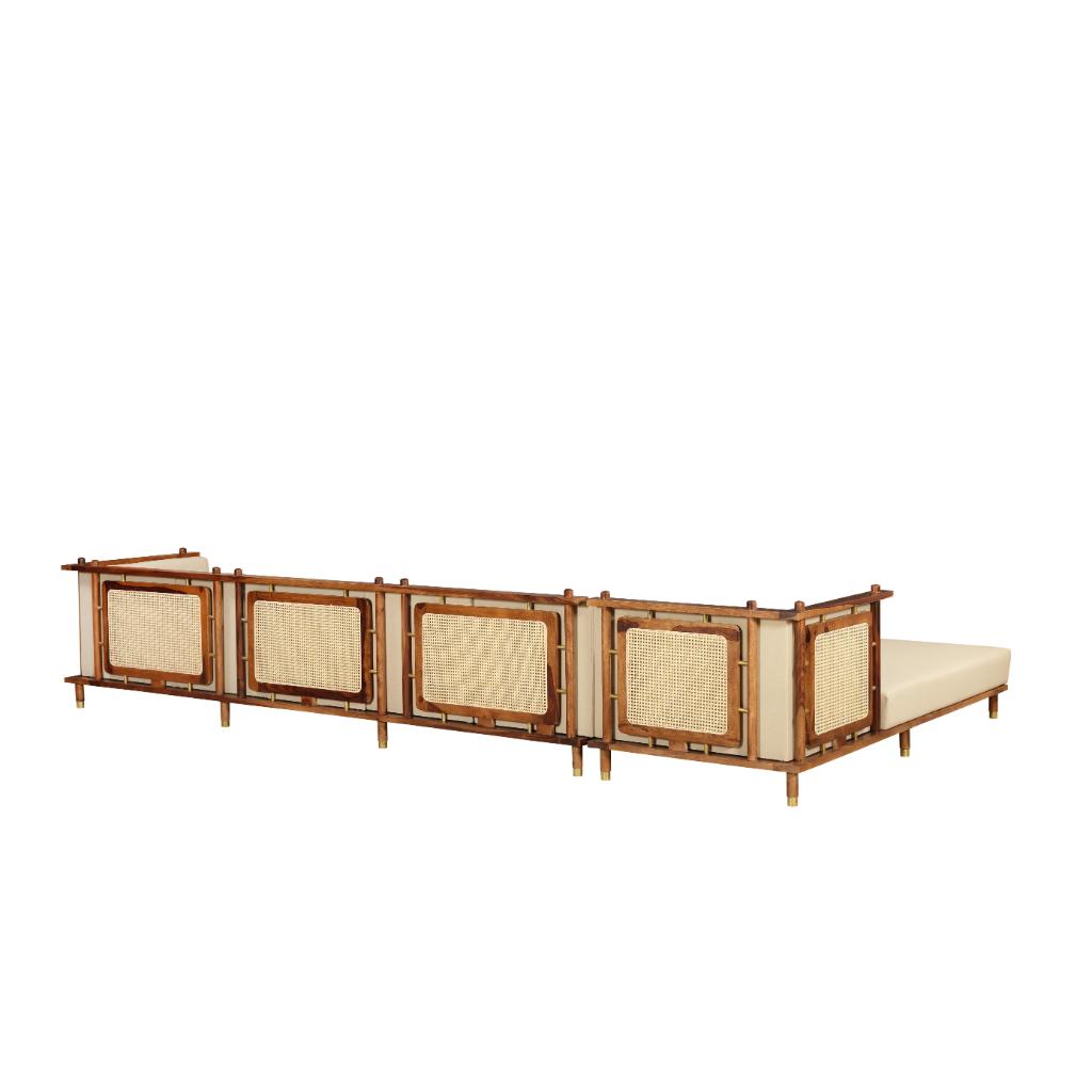 Solid Wood Extended L-Shape Sofa