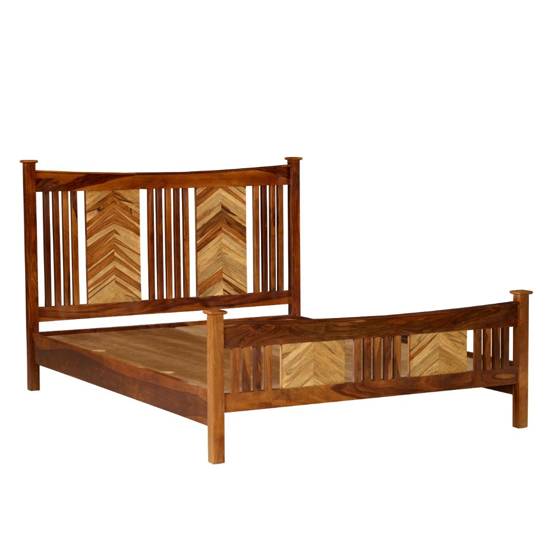 Solid Wood Chevron Slatted Bed Frame