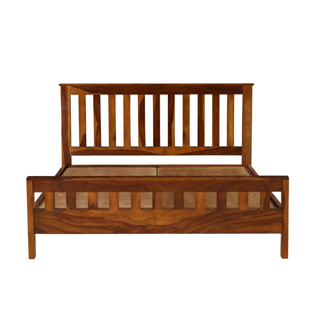 Solid Wood Slatted Mission-Style Bed Frame