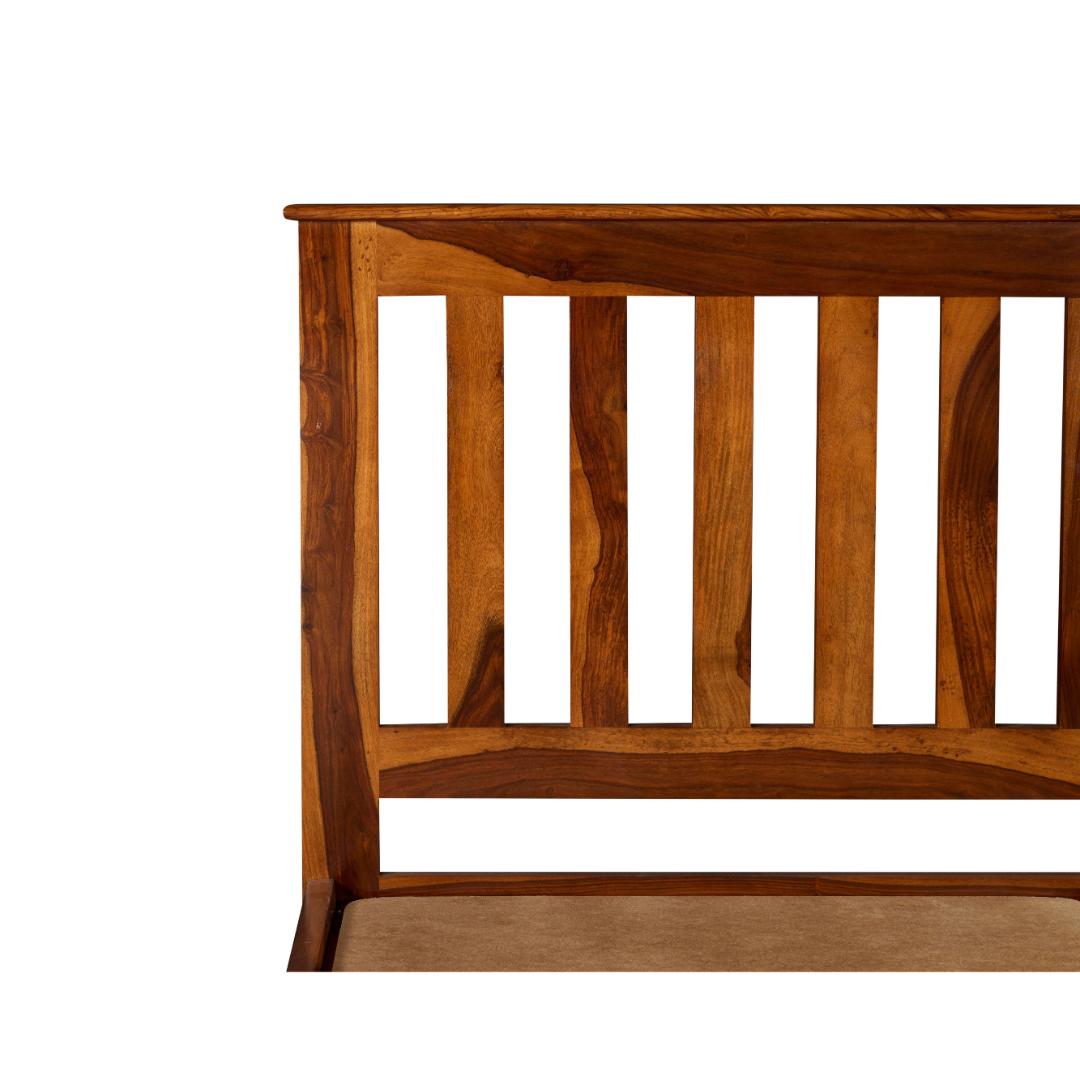 Solid Wood Slatted Mission-Style Bed Frame