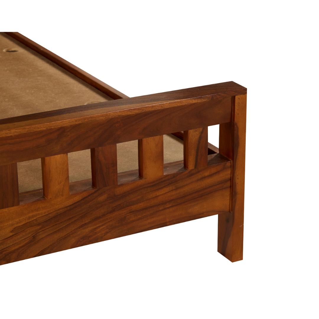 Solid Wood Slatted Mission-Style Bed Frame