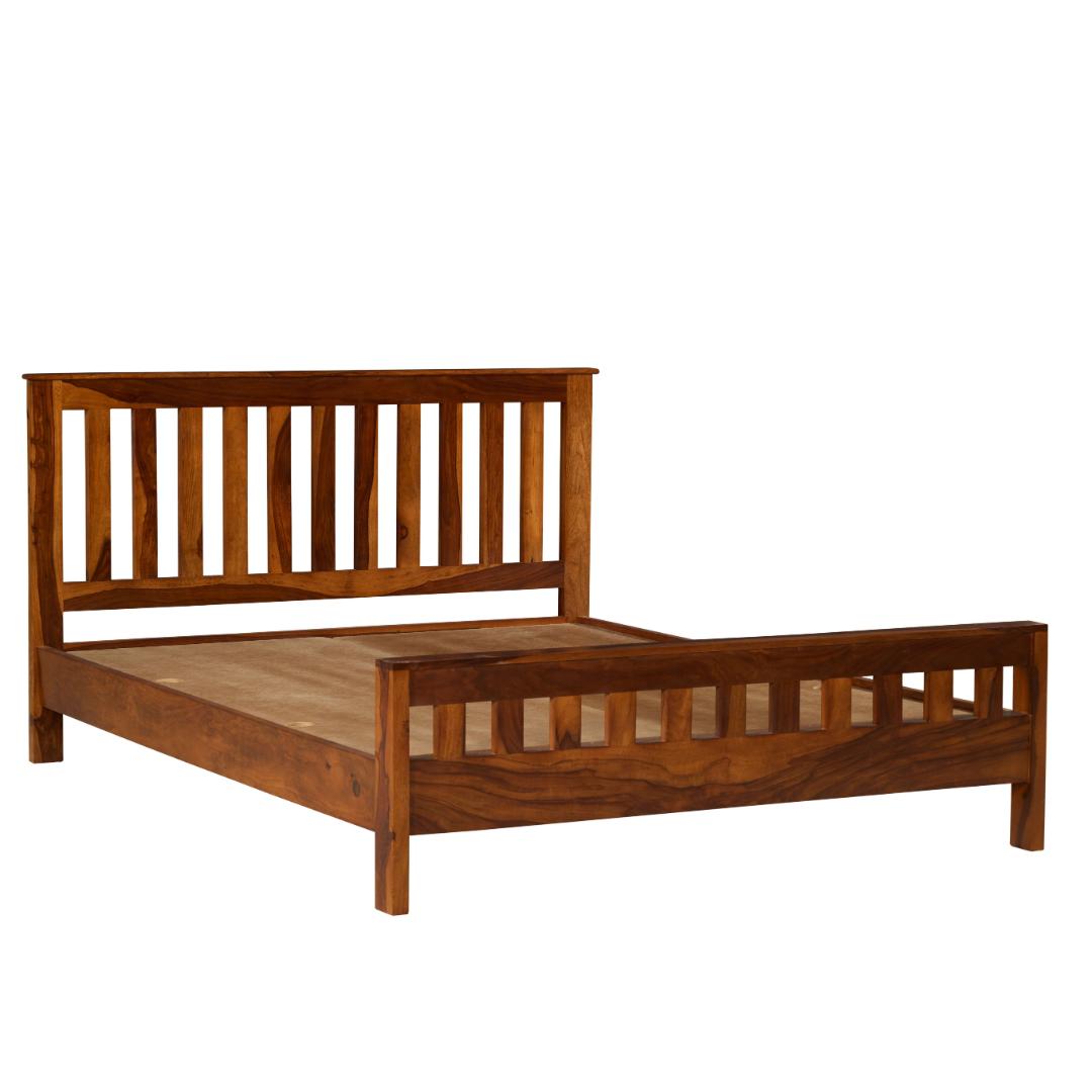 Solid Wood Slatted Mission-Style Bed Frame