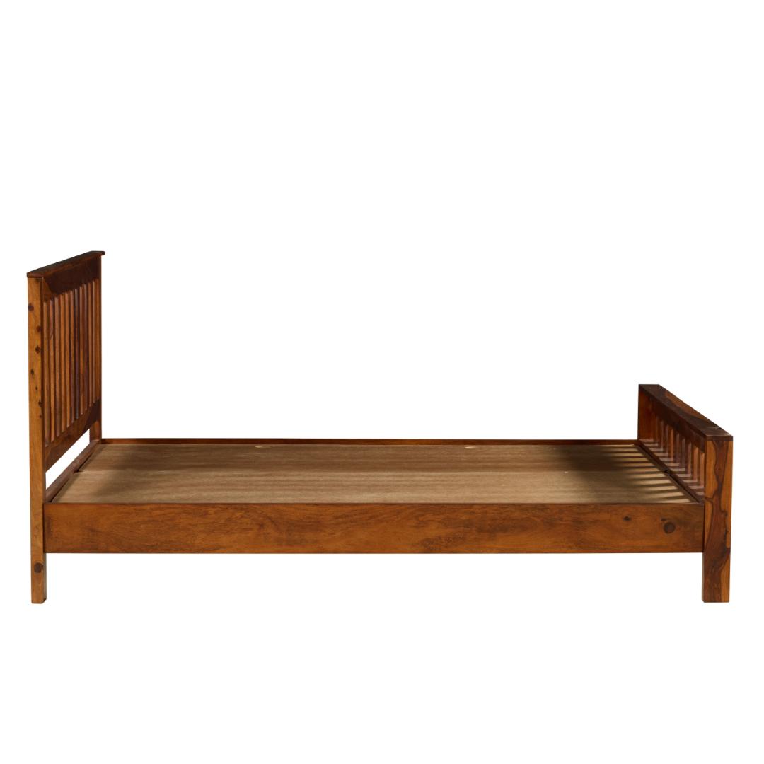 Solid Wood Slatted Mission-Style Bed Frame