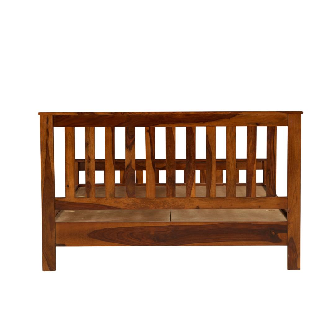 Solid Wood Slatted Mission-Style Bed Frame