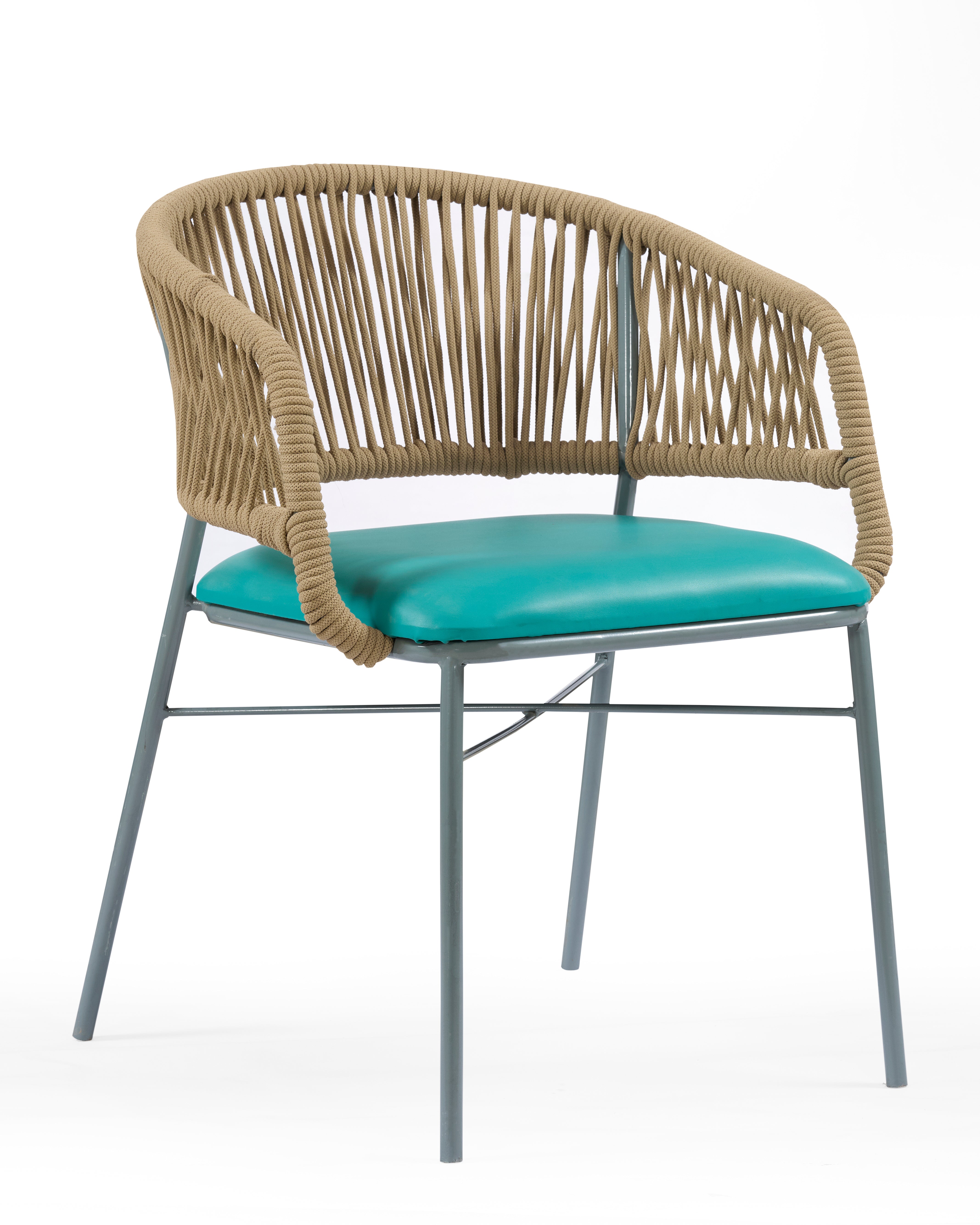 Aqua Rope Weave Lounge Arm Chair