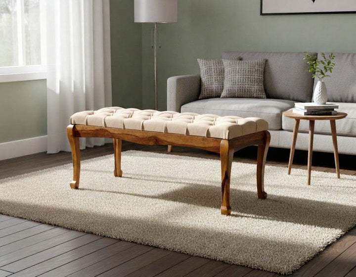 Ivory Crest Upholstered Sidetable: A Graceful Blend of Comfort & Craft