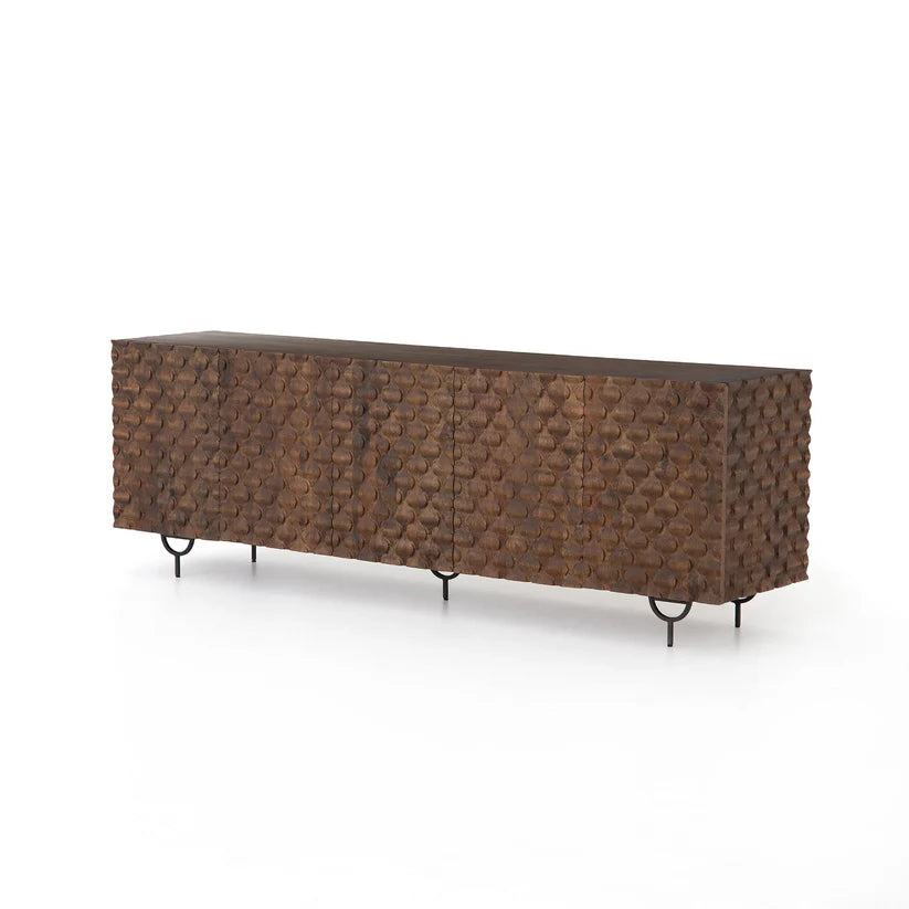 Carved Scallop Media Cabinet