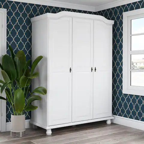 Victorian White Triple-Door Wardrobe