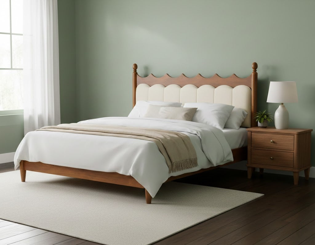 Scallop Haven Bedframe: A Soft Symphony of Curves & Comfort