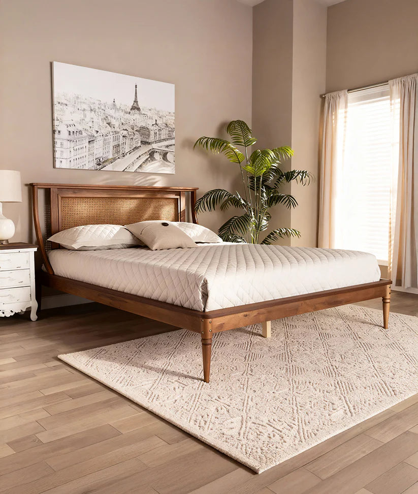 Marlow Mid-Century Cane Bed